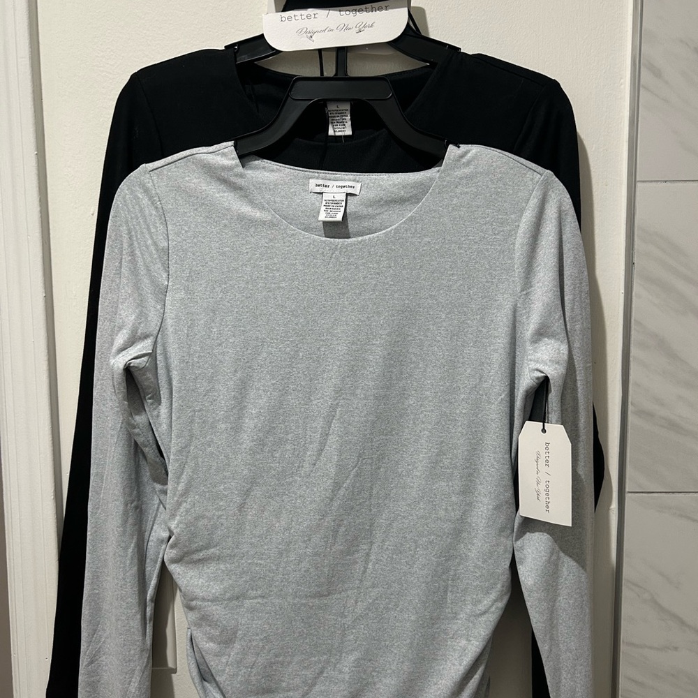 🖤☑️ Better Together — Grey and Black Long Sleeve Top Set